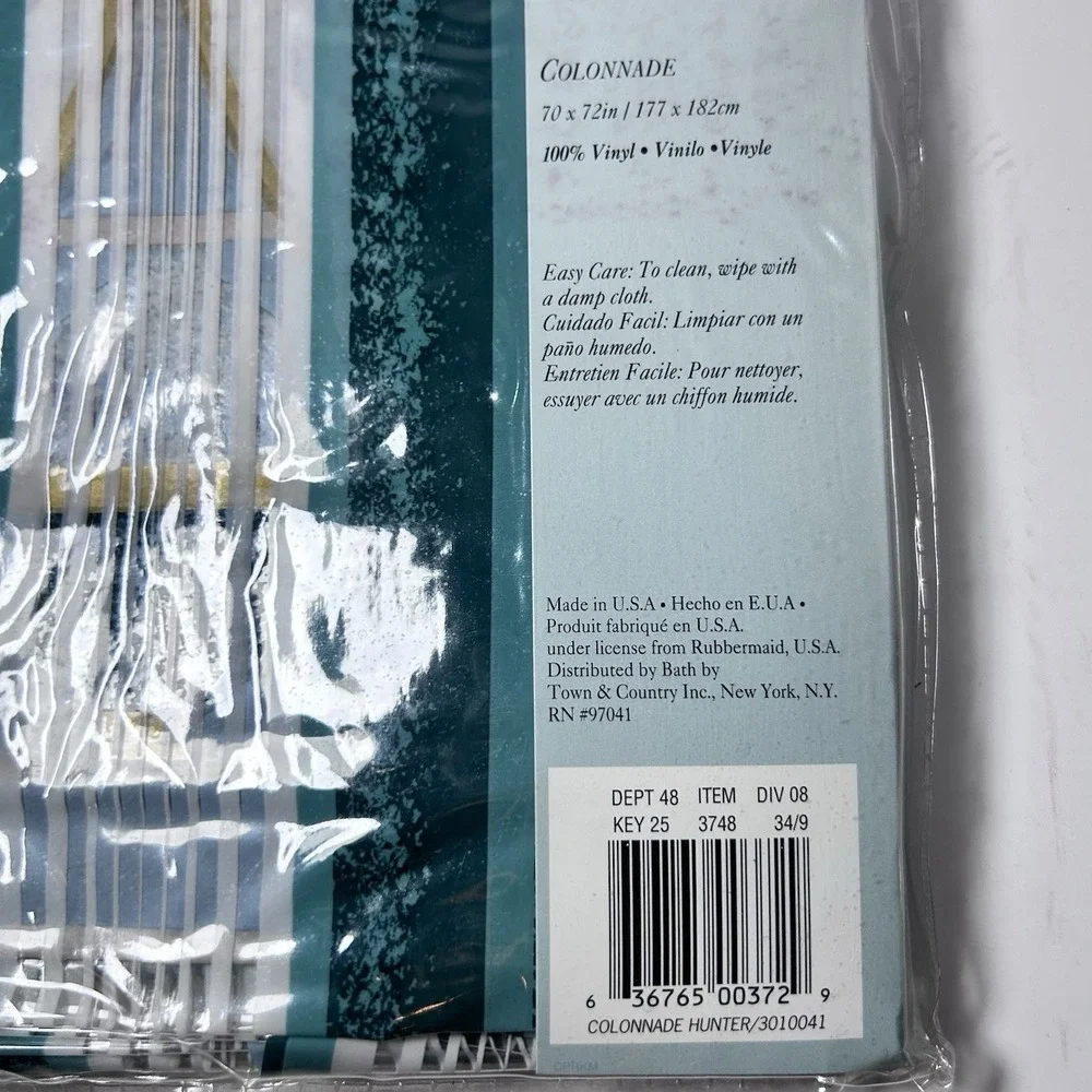 Vintage 90's Rubbermaid Colonnade Hunter Vinyl Shower Curtain New USA Sopranos